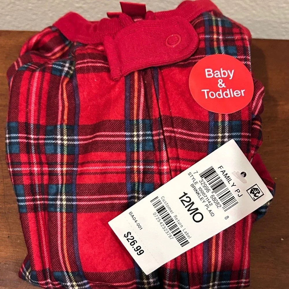Brinkley Plaid Red Tartan Footed Sleeper Baby Toddler 12MO Holiday Christmas NWT